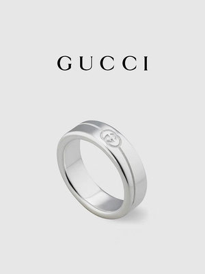 新款Gucci古馳雙G對角線斜紋亮光男女純銀情侶戒指- NO2755