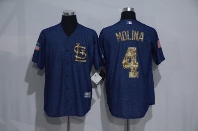 Cardinals球衣MLB紅雀隊棒球服4號MOLINA藍色1開衫T恤短袖訓練服 Exposs