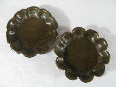 [銀九藝] 早期銅器 銅雕 手工鍍銀銅盤 2件一標