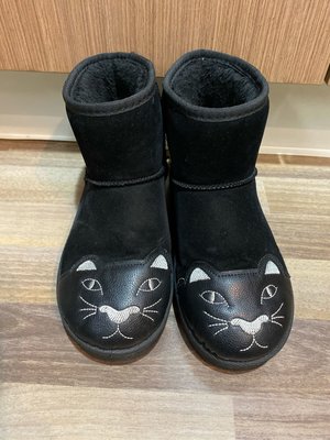 田心齊⭐️黑貓造型厚底雪靴/二手保存良好