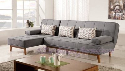 【N D Furniture】台南在地家具-北歐風橡膠木實木可拆洗棉麻灰布沙發床(貴妃可拆賣)TH