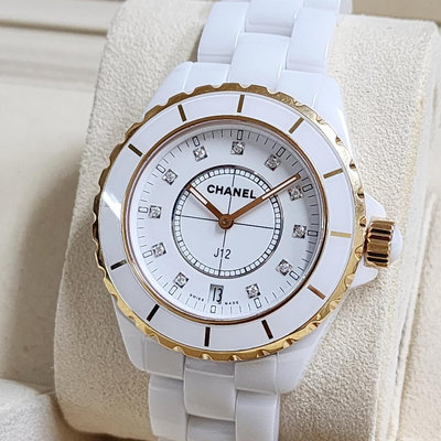 【個人藏錶】 CHANEL 香奈兒 H2180 18K金+陶瓷錶圈 鑽石標 j12 石英錶 38mm 全套 美錶 台南二手錶
