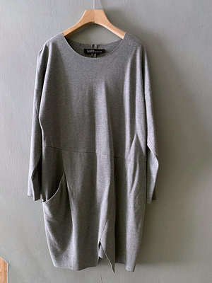 99開心價 灰色 棉質 特殊剪裁 長袖洋裝, size L