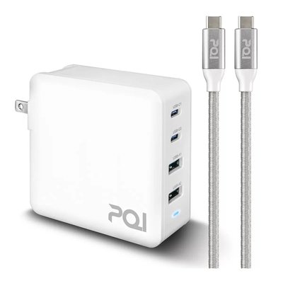 PQI PD QC3.0 100W GaN 氮化鎵 高速充電器【附USB-C to USB-C 充電線100公分】