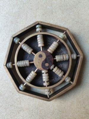 傳統古玩雜項收藏擺件老式純銅8擋八掛銅算盤