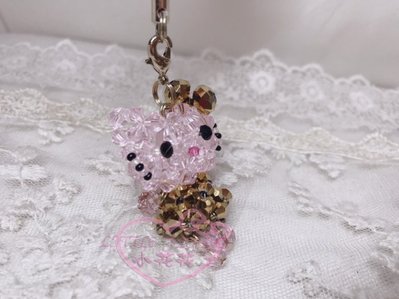 ♥小公主日本精品♥Hello kitty凱蒂貓銀粉金色串珠造型公仔吊飾飾品-站姿款 可掛包包送人禮物67849505