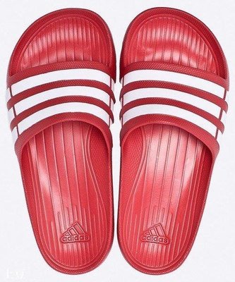 （土豆）ADIDAS DURAMO SLIDE 基本款 拖跑步鞋 一體成型 防水 紅白 男女款 情侶 G15886