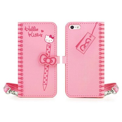 GARMMA Hello Kitty iPhone5/5S側掀式摺疊皮套-俏麗粉