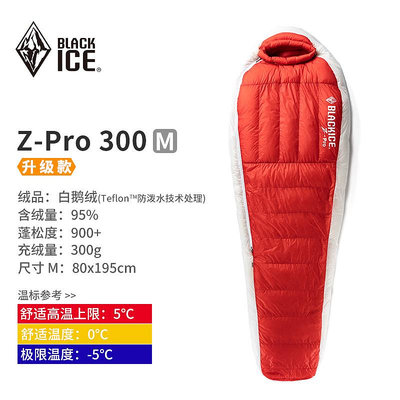 睡袋黑冰戶外露營輕量防寒保暖羽絨睡袋成人鵝絨木乃伊式羽絨睡袋ZPRO睡袋