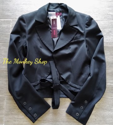 【 The Monkey Shop 】?? 法國製 全新正品 KENZO 西裝外套 黑色100%純羊毛短版綁帶造型