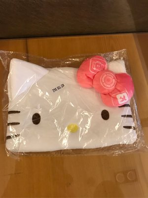 全新 Hello Kitty 玩咖隨身袋 化妝包 收納包 白色 立體蝴蝶結 飛機 行李箱圖案 拉鍊 貓 贈品 昇恆昌
