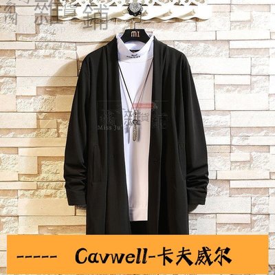 Cavwell-優選胖子男士披風外套秋季中長款加肥加大風衣胖子大號披風開衫外套◈◈-可開統編