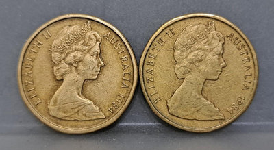 幣1086 澳洲1984年1元硬幣 共2枚