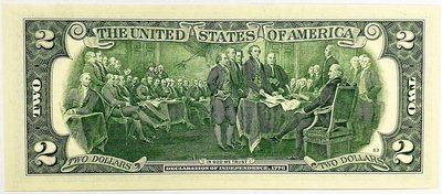 美國獨立宣言二美金紙鈔