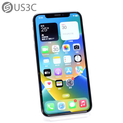 【US3C-台南店】【一元起標】台灣公司貨 Apple iPhone X 256G 5.8吋 銀色 廣色域顯示P3 HDR顯示 3D Touch 二手手機