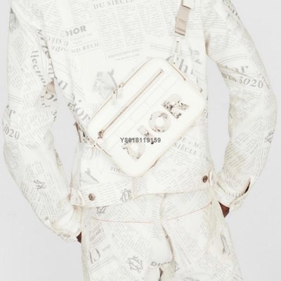 【二手】Dior迪奧男包2020年春夏新款字母拉鏈白色相機包單肩斜挎包5