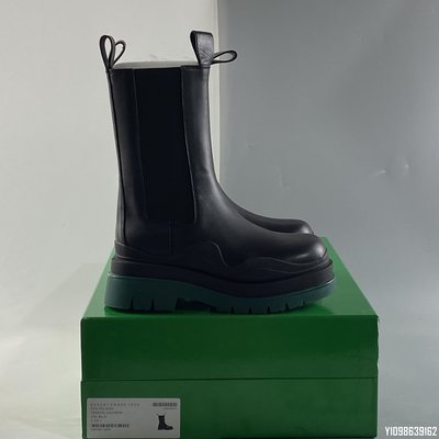 -Bottega Veneta Storm Leather high Boot BV 35-40 黑 綠底 皮 馬丁靴