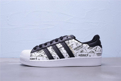 Adidas Superstar 貝殼頭 滿版LOGO 金標 休閒運動板鞋 男女鞋 FV2819【ADIDAS x NIKE】