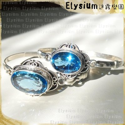 Elysium‧迷霧樂園〈CTP005A〉尼泊爾‧ 15克拉 藍色拓帕石 瑞士藍 925銀搭扣型手鐲/手環