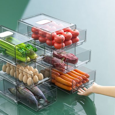 創意廚房冰箱收納盒抽屜 冷凍透明大號整理收納盒 蔬菜水果保鮮盒