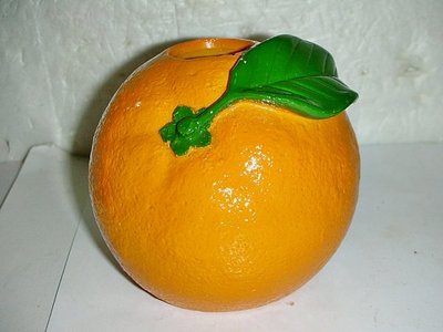 L.少見水果橘子造型叉子(湯匙)底座架!--不用當擺飾亦佳!/6房樂箱50/-P