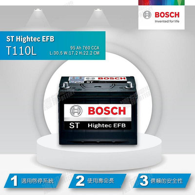 『灃郁電池』BOSCH 博世 怠速熄火系統 汽車電池 EFB T110