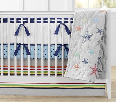 預購 美國嬰幼兒精品 Pottery Barn Baby 全品項代購 嬰兒床 可愛藍色小星星款有機棉床包 床單 彌月禮