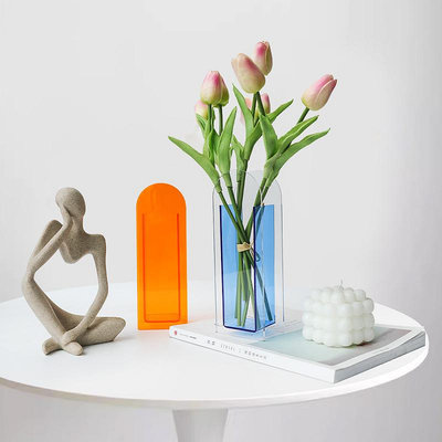 佛藝館 ins現代簡約透明亞克力花瓶桌面裝飾擺件客廳插花水養鮮花小花瓶 wx
