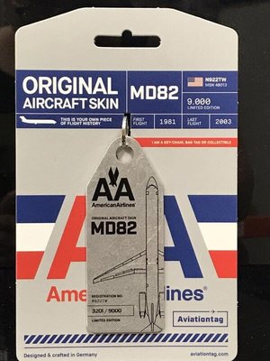 [RBF]現貨!AviationTags 美國航空 MD-82 N922TW 拋光 蒙皮鑰匙圈