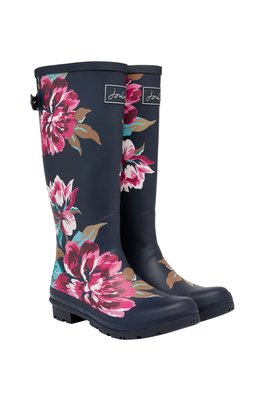 代購 英國 JOULES 可調整 WELLIES Boots 海軍深藍 手繪 花卉 花花 長筒 雨靴 雨鞋 高筒 附鞋盒