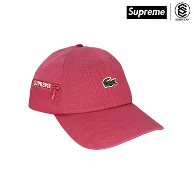 SUPREME LACOSTE FW19 PIQUE LOGO 6 PANEL CAP 黑色帽子⫷ScrewCap