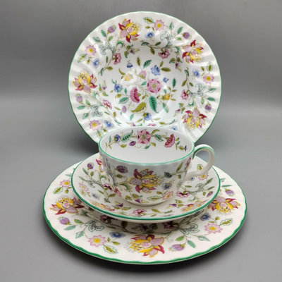 回流精品瓷器英國Minton明頓哈頓莊園骨瓷咖啡杯碟甜品盤深
