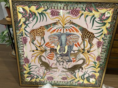 Hermes 愛馬仕 贊比西河的慶典 90*90絲巾 裱框畫