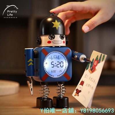 下殺-座鐘機器人兒童男孩鬧鐘數字桌面擺件新款智能學生用led電子時鐘