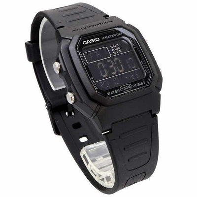 【金台鐘錶】CASIO卡西歐 W-800H-1B(全黑) 數字型 (學生 當兵 必備款) 指定款 防水10年電池壽命