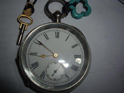 1883古董935純銀白瓷面懷錶5cm 英倫 mini vespa 鴨母 獨立製錶 訂製錶 芝麻鍊 銀錶 銀飾