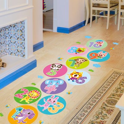 聚吉小屋 #兒童房間幼兒園地板裝飾貼紙跳房子地貼班級教室地面布置防水耐磨