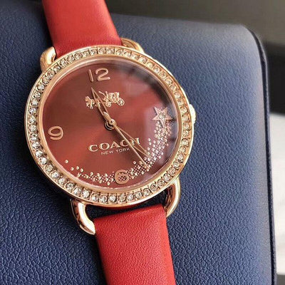 ✨美國代購✨特賣COACH 14502670 錶 不銹鋼手錶 星星鉆氣質女手錶(紅/黑)
