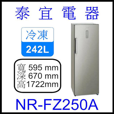 【本月特價】Panasonic國際 NR-FZ250A-S 冷凍櫃 242公升【另有HRE-B2511V】