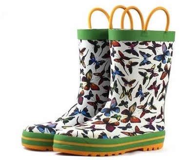 代購兒童雨鞋 香港訂單 類似日本Mont bell時尚的風格 兒童靴子 童鞋 雨靴 雨鞋 彩蝶款
