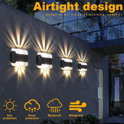 新款戶外太陽能燈花園裝飾戶外聖誕燈太陽能 LED 壁燈街頭太陽能射燈智能燈