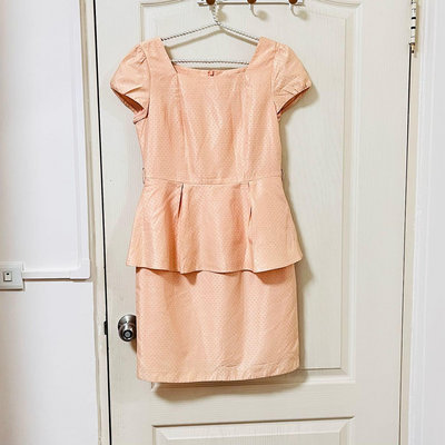 近新 perng yuh 芃諭名品 橘色氣質優雅短袖洋裝