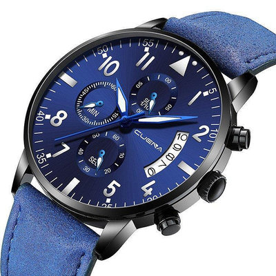 新款 CUENA/卡迪時878士石英皮帶手錶男士皮帶手錶