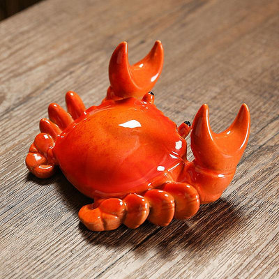 茶寵螃蟹八方任性茶藝筆架蓋置擺件螃蟹可養茶玩創意茶臺茶桌裝飾