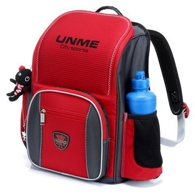 【葳爾登】Unme小學生書包無毒材質超級輕背包上掀式兒童書包【真正超護脊書包】3211紅色