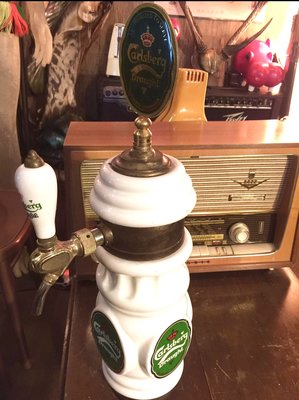 嘉士伯 Carlsberg 啤酒 早期 陶瓷 酒柱 生啤酒 絕版 稀有收藏 銅製 搪瓷 琺瑯 啤酒柱