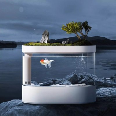 現貨熱銷-小米畫法幾何智能兩棲生態底濾魚缸客廳小型水族箱創意家用金魚缸滿仟免運