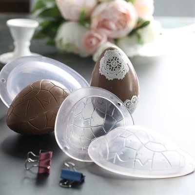 3D硬塑恐龍蛋立體巧克力模具(附固定夾)/果凍糖果巧克力模/復活節彩蛋模