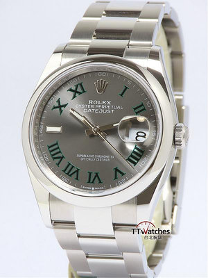 台北腕錶 Rolex 勞力士 DateJust 126200 灰面綠羅馬 蠔式日誌型 2023年  187670