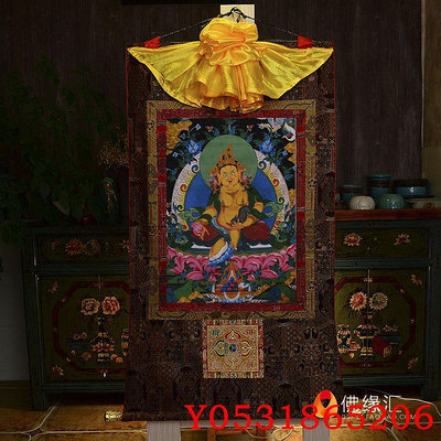 佛藝館 尼泊爾棉布藏式裝裱西藏五路財神畫像佛掛畫 黃財神唐卡 11款畫布 FY